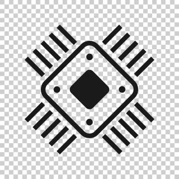 Computer cpu icon in flat style. Circuit board vector illustration on white i Illustrazione stock