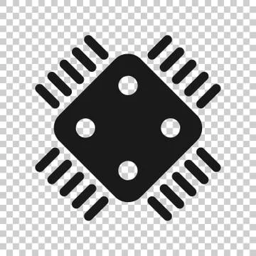 Computer cpu icon in flat style. Circuit board vector illustration on white i Illustrazione stock