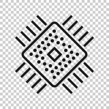 Computer cpu icon in flat style. Circuit board vector illustration on white i イラスト素材