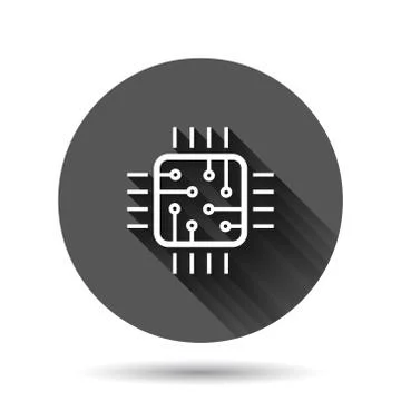 Computer cpu icon in flat style. Circuit board vector illustration on black r イラスト素材
