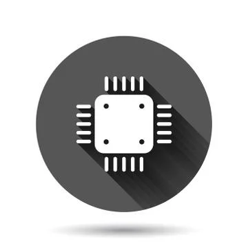 Computer cpu icon in flat style. Circuit board vector illustration on black r イラスト素材