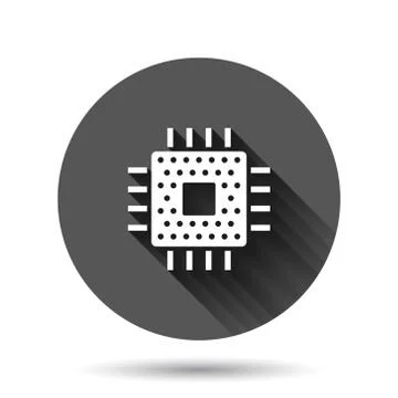 Computer cpu icon in flat style. Circuit board vector illustration on black r Illustrazione stock