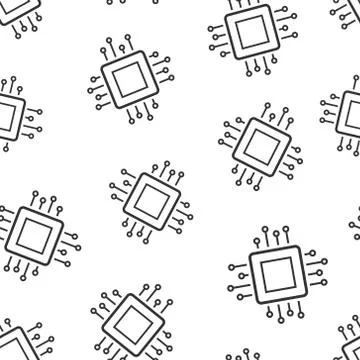 Computer cpu icon in flat style. Circuit board vector illustration on white i 库存插图