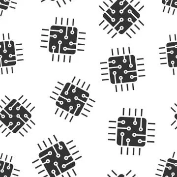 Computer cpu icon in flat style. Circuit board vector illustration on white i イラスト素材