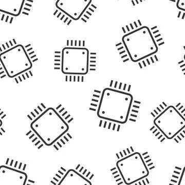 Computer cpu icon in flat style. Circuit board vector illustration on white i Stock Illustration