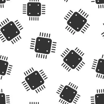 Computer cpu icon in flat style. Circuit board vector illustration on white i Stock Illustration