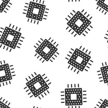 Computer cpu icon in flat style. Circuit board vector illustration on white i 스톡 일러스트