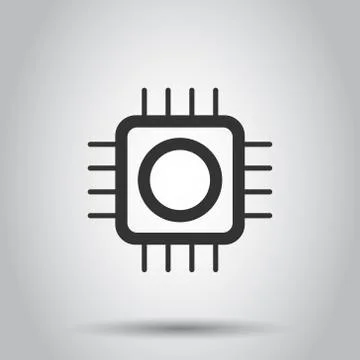 Computer cpu icon in flat style. Circuit board vector illustration on white i Illustrazione stock