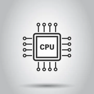 Computer cpu icon in flat style. Circuit board vector illustration on white i Stock Illustration