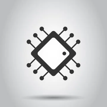 Computer cpu icon in flat style. Circuit board vector illustration on white i イラスト素材