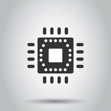 Computer cpu icon in flat style. Circuit board vector illustration on white i Stock Illustration