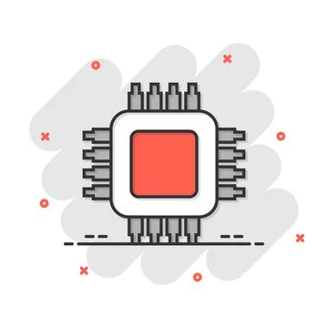 Computer cpu icon in flat style. Circuit board vector illustration on white i イラスト素材