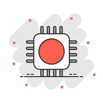Computer cpu icon in flat style. Circuit board vector illustration on white i Illustrazione stock