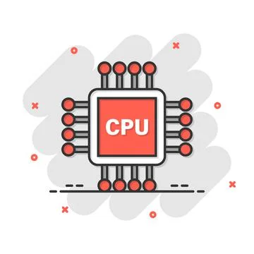 Computer cpu icon in flat style. Circuit board vector illustration on white i Illustrazione stock