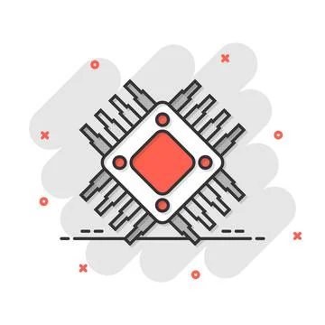 Computer cpu icon in flat style. Circuit board vector illustration on white i Stock Illustration