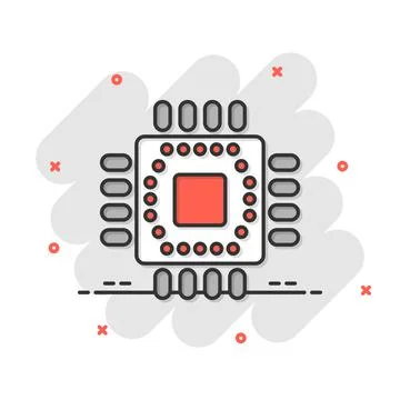 Computer cpu icon in flat style. Circuit board vector illustration on white i Stock Illustration