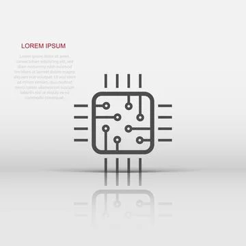 Computer cpu icon in flat style. Circuit board vector illustration on white.. 库存插图