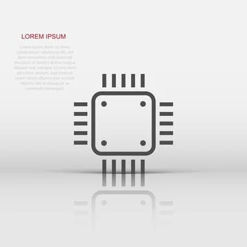 Computer cpu icon in flat style. Circuit board vector illustration on white.. 库存插图