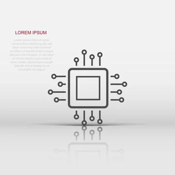 Computer cpu icon in flat style. Circuit board vector illustration on white.. Stockillustratie