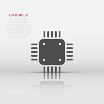 Computer cpu icon in flat style. Circuit board vector illustration on white.. Illustrazione stock