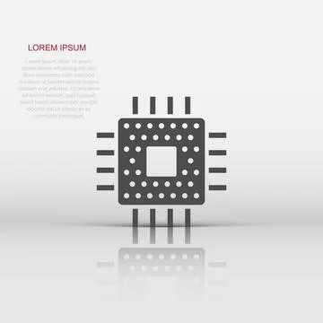Computer cpu icon in flat style. Circuit board vector illustration on white.. イラスト素材