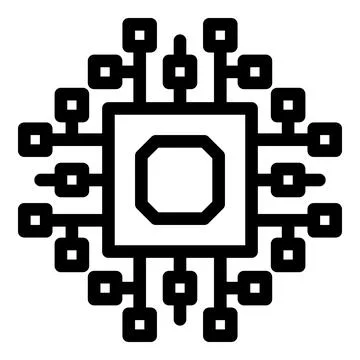 Computer cpu icon, outline style Illustrazione stock