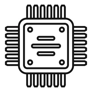 Computer cpu icon outline vector. Circuit chip Illustrazione stock