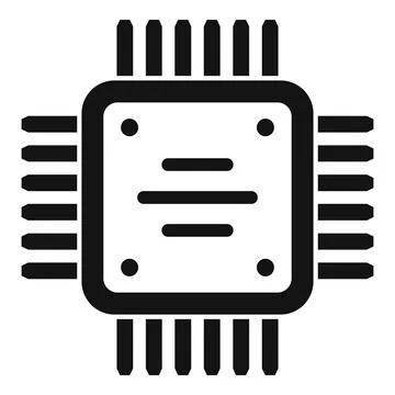 Computer cpu icon simple . Circuit chip 스톡 일러스트