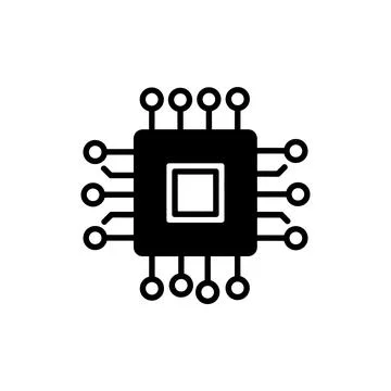 Computer CPU Microchip Processor Icon Stock Illustration