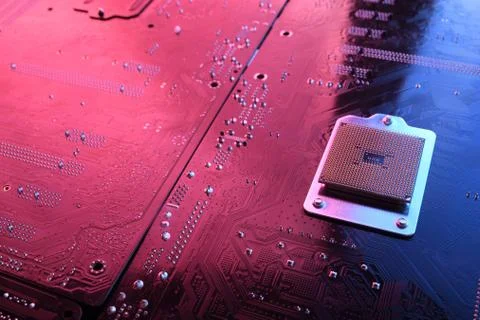 Computer cpu processor chip on circuit board ,motherboard background. Close-u 스톡 사진