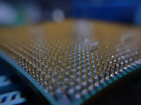 Computer cpu processor chip on circuit board ,motherboard background 스톡 사진