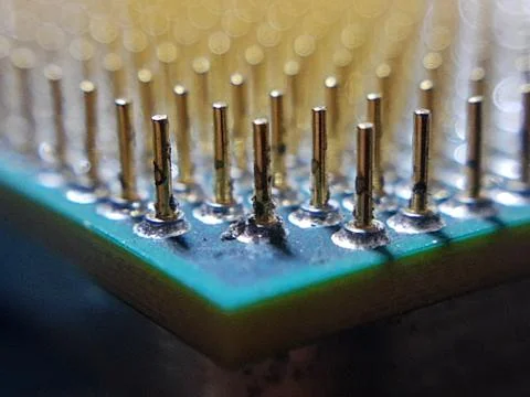 Computer cpu processor chip on circuit board ,motherboard background Foto stock