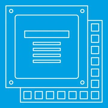 Computer CPU processor chip icon outline Stockillustratie