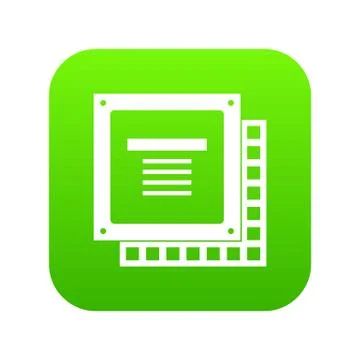 Computer CPU processor chip icon digital green Illustrazione stock