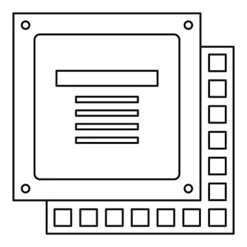 Computer CPU processor chip icon outline Illustrazione stock