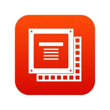Computer CPU processor chip icon digital red 스톡 일러스트