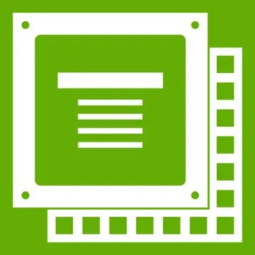 Computer CPU processor chip icon green Illustrazione stock