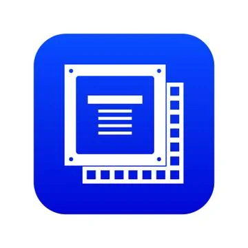 Computer CPU processor chip icon digital blue Illustrazione stock