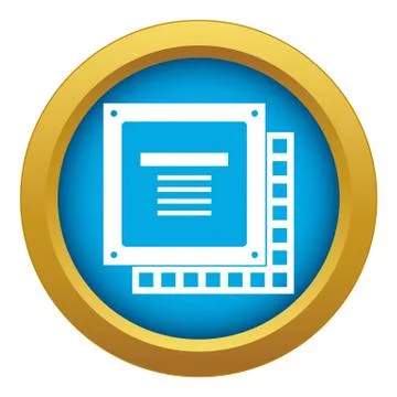 Computer CPU processor chip icon blue vector isolated 스톡 일러스트