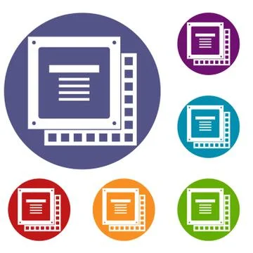 Computer CPU processor chip icons set Stockillustratie