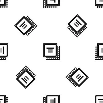 Computer CPU processor chip pattern seamless black Illustrazione stock