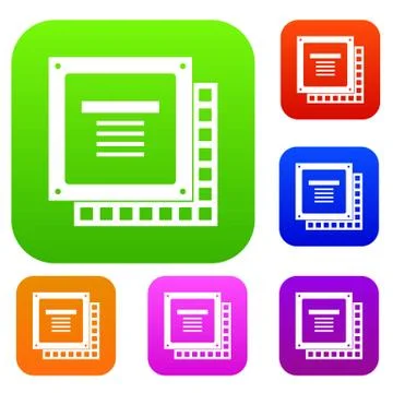 Computer CPU processor chip set color collection イラスト素材