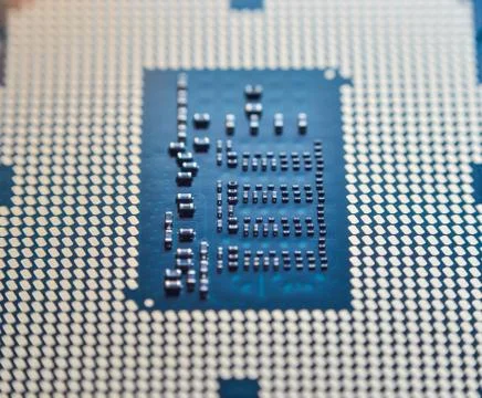 Computer CPU processor micro chip close up in details Foto stock