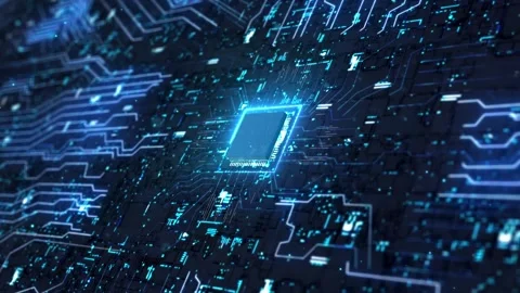 Computer CPU technology chip background Stock Footage 163632349