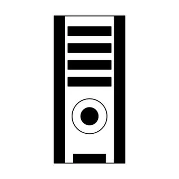 Computer cpu tower in black and white Illustrazione stock