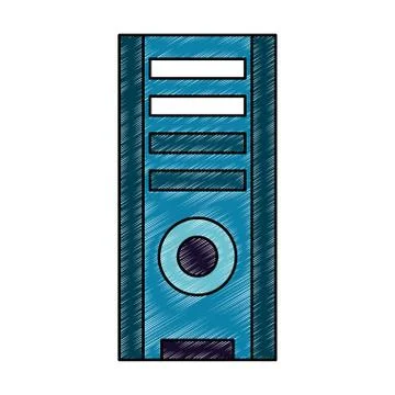 Computer cpu tower scribble 스톡 일러스트
