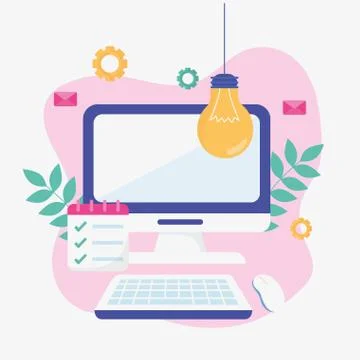 Computer creativity school education online image 스톡 일러스트