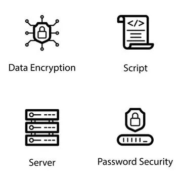 Computer Crimes Line Vectors Stock Illustration