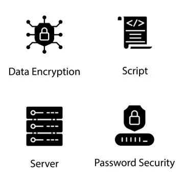 Computer Crimes Solid Vectors Illustrazione stock