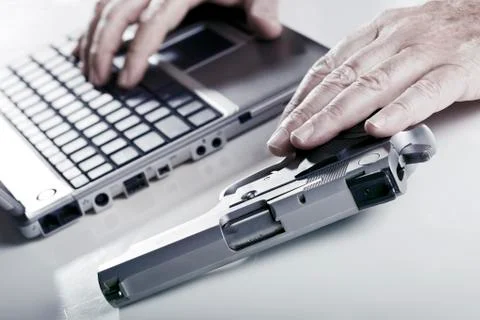 Computer criminal in action Stock Photos